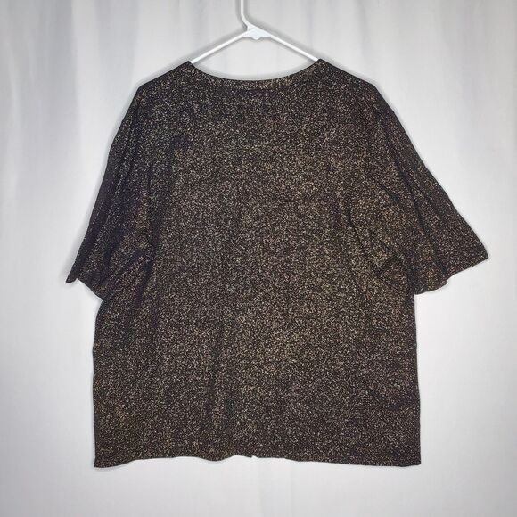 Luxe Carmen Short Sleeve Cardigan Women 3X Button Gold Sparkle Glam - Picture 2 of 10